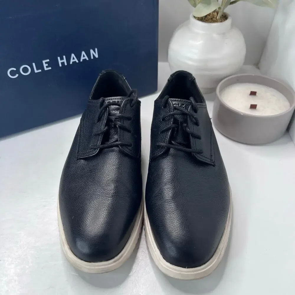 Cole Haan Grand Plain Leather Oxford Lace Up Black C36934 Men’s 7 Wide